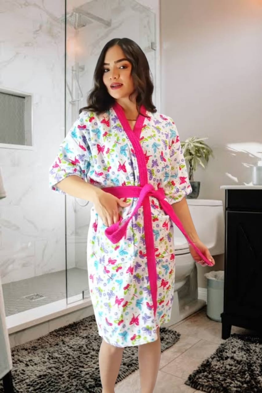 Bata de baño San Jacinto estampada 100% algodón para mujer | Jil Novedades Perú