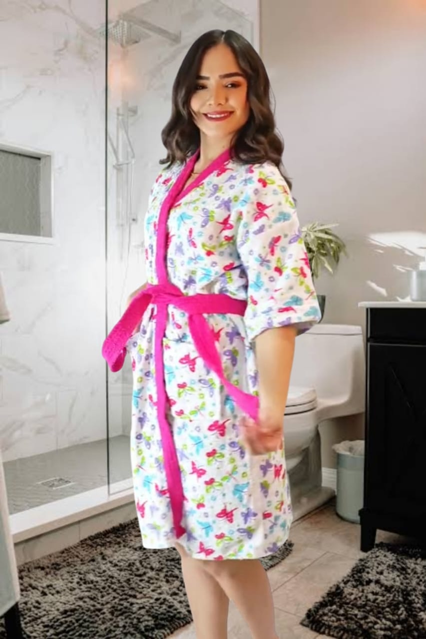 Bata de baño San Jacinto estampada 100% algodón para mujer | Jil Novedades Perú