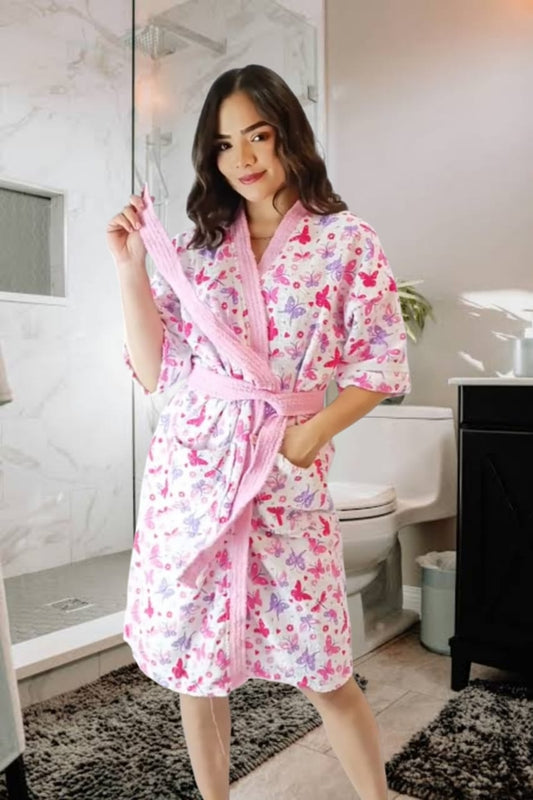 Bata de baño San Jacinto estampada 100% algodón  para mujer | Jil Novedades Perú