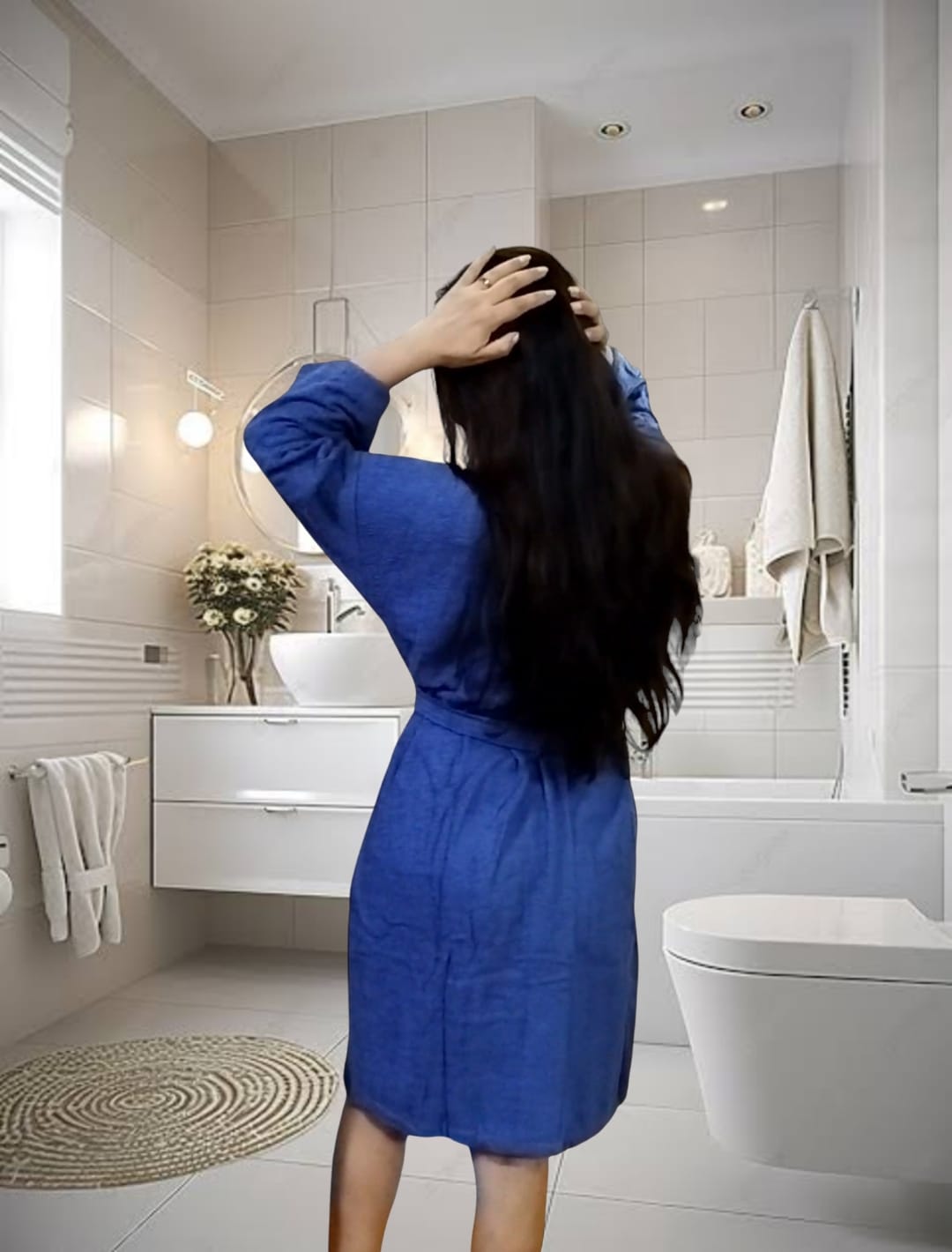 Bata de baño Perú Pima en baño [color=azul acero]