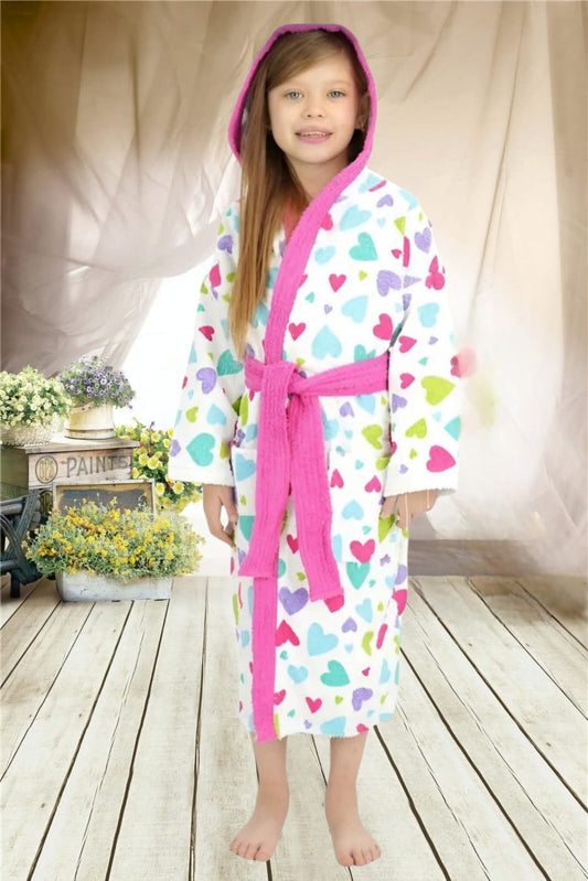 Bata de baño estampada 100% algodón con capucha | niñas Jil Novedades Perú