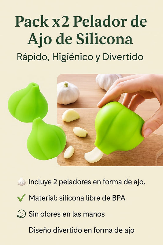 Pack x2 Pelador de Ajo de Silicona – Diseño en Forma de Ajo